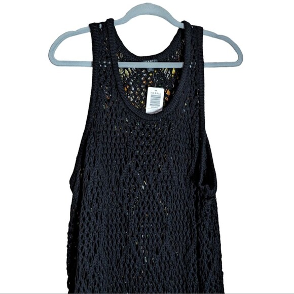 Women's Torrid Black Crochet Fringe Tank Beach Dress, Size 4XL - Picture 4 of 5
